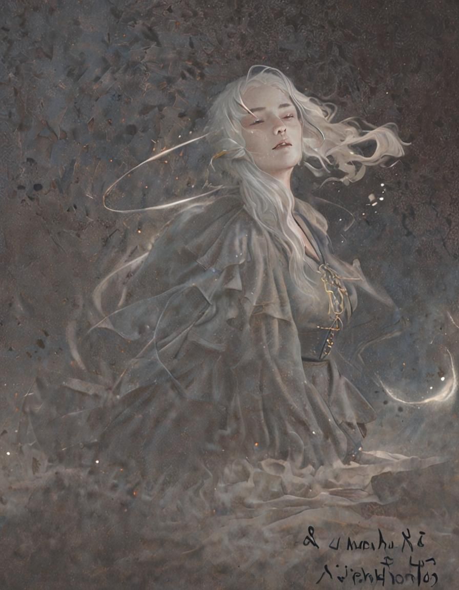 Ethereal Girl with Dragon in Surreal Dark Fantasy