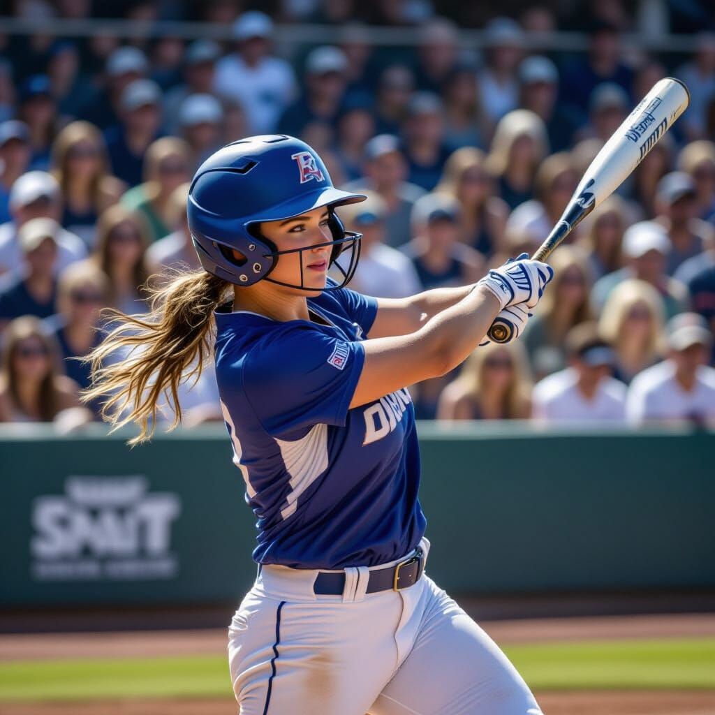 Female Softball Player Crushes Home Run