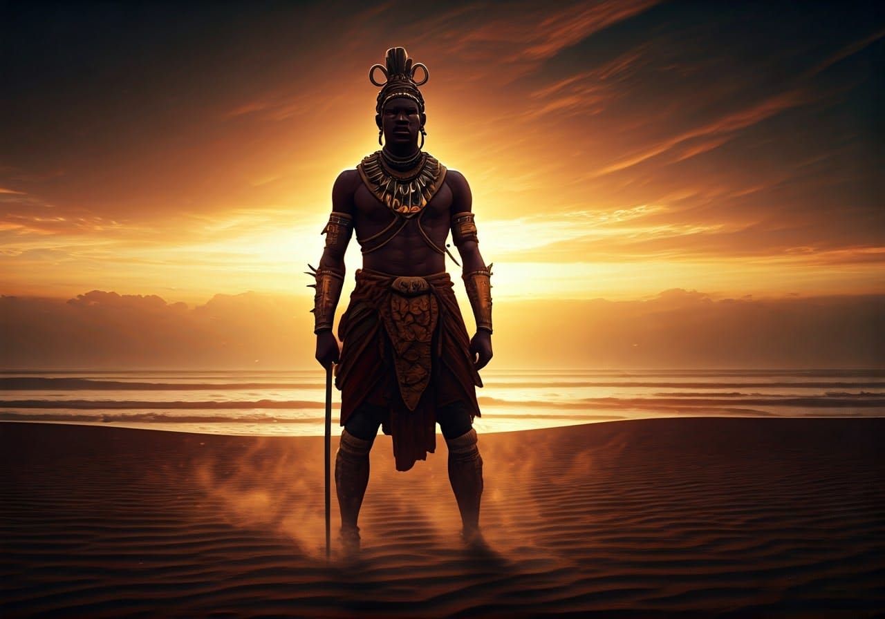 Swahili Warrior on Indian Ocean Shoreline
