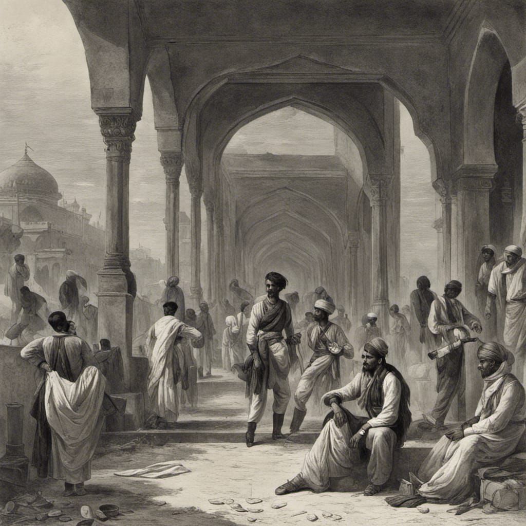 Hyderabad Street Scene During The Indian Rebellion of 1857