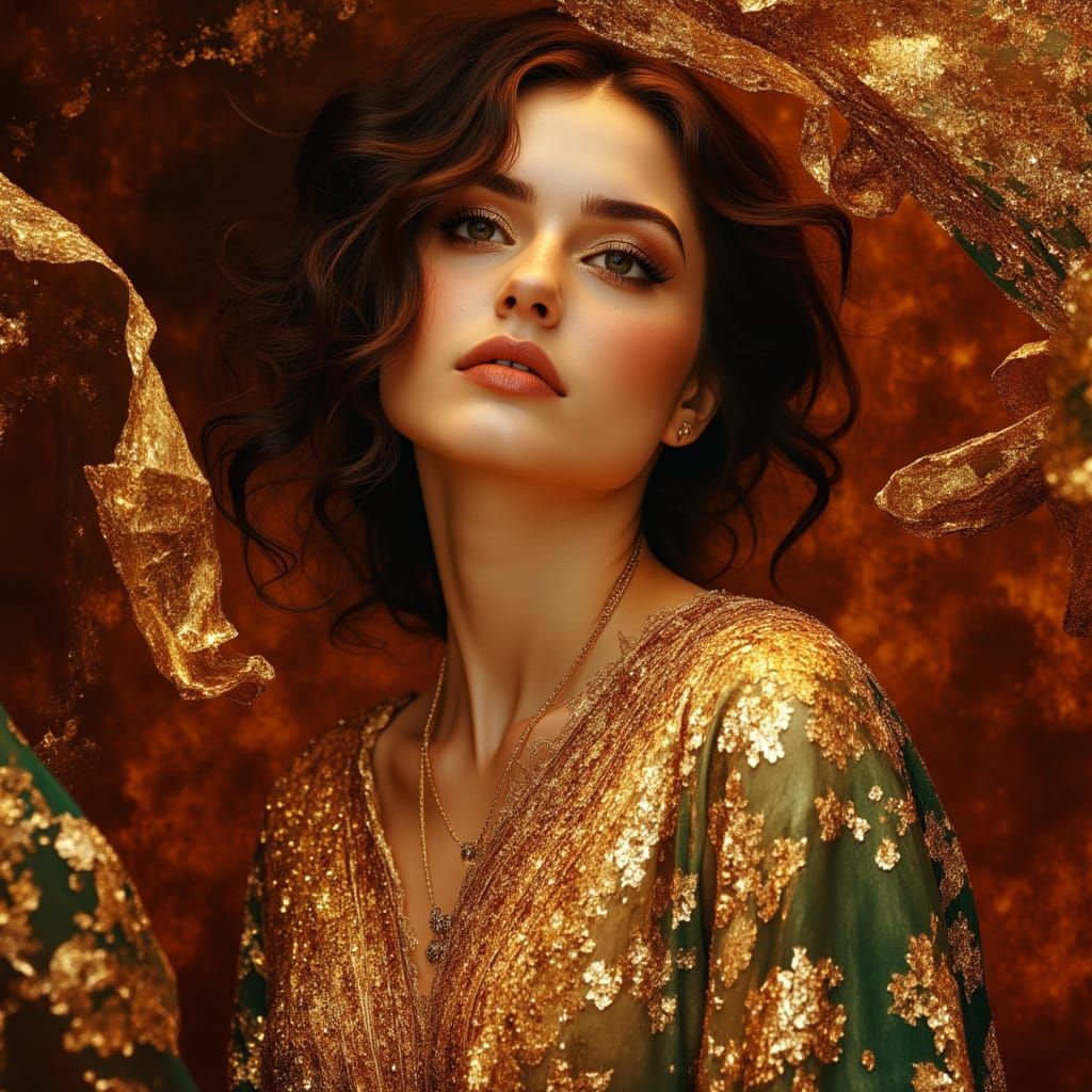 Elegant Woman in Art Nouveau Style Portrait