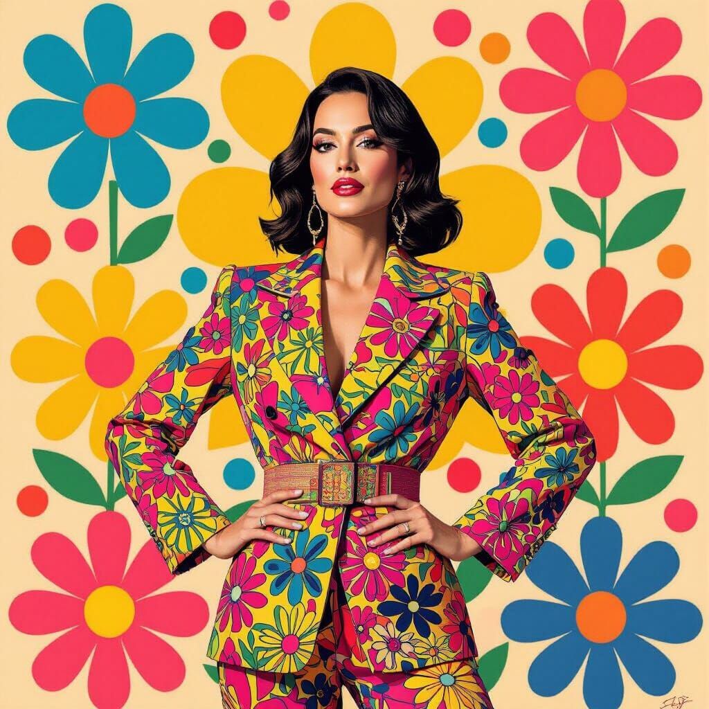 Vibrant Woman in Pop Art Style with Bold Colors