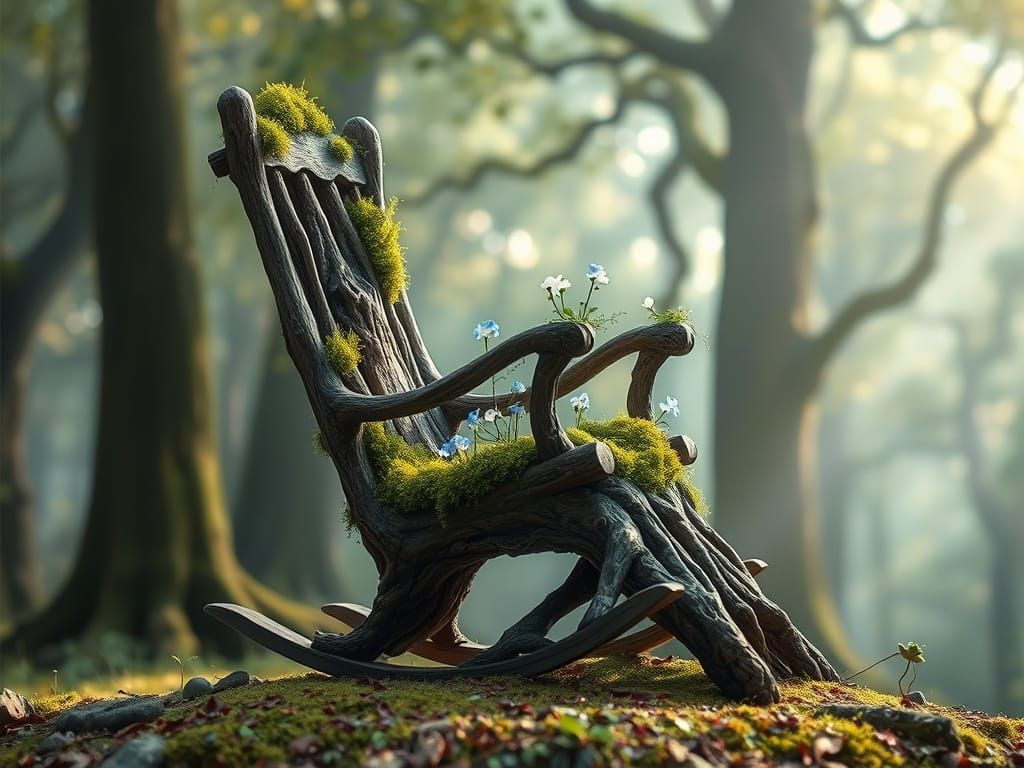 Enchanted Forest Glade: A Living Tree Rocking Chair