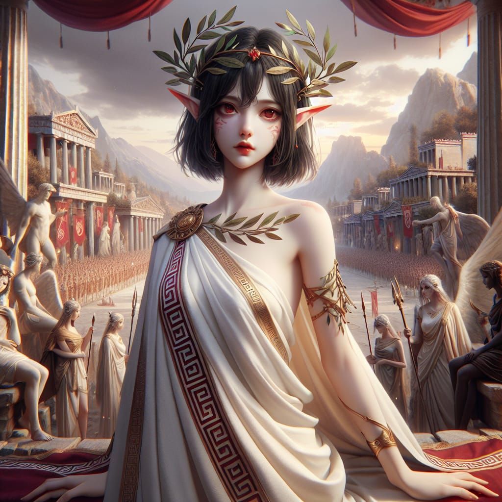 Elf in Greek Toga at Ancient Olympics