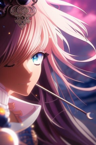 Mystical Anime Girl with Sparkling Onibi