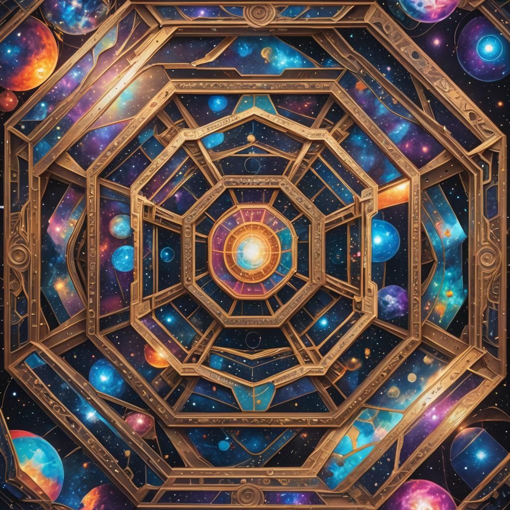 Holographic Octagon Infinity: Cosmic Mixed Media Illustratio...