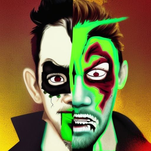 Jacksepticeye as Two-Face in Pop Art Style