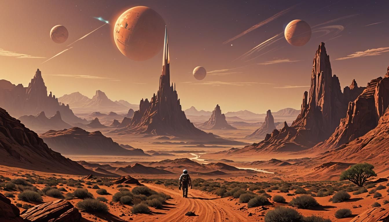 Epic Martian Chronicles Retro Sci-Fi Landscape