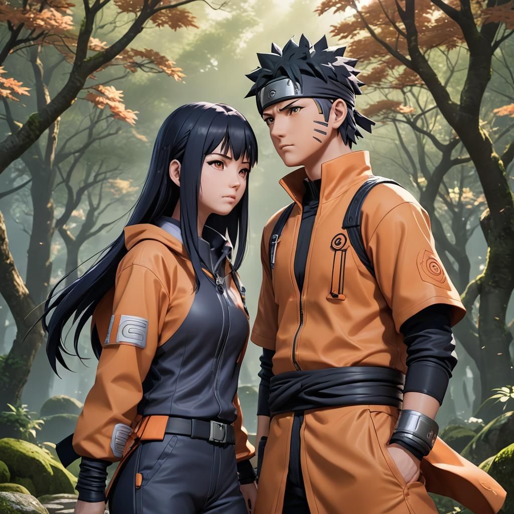 Naruto and Hinata: 3D Anime Art
