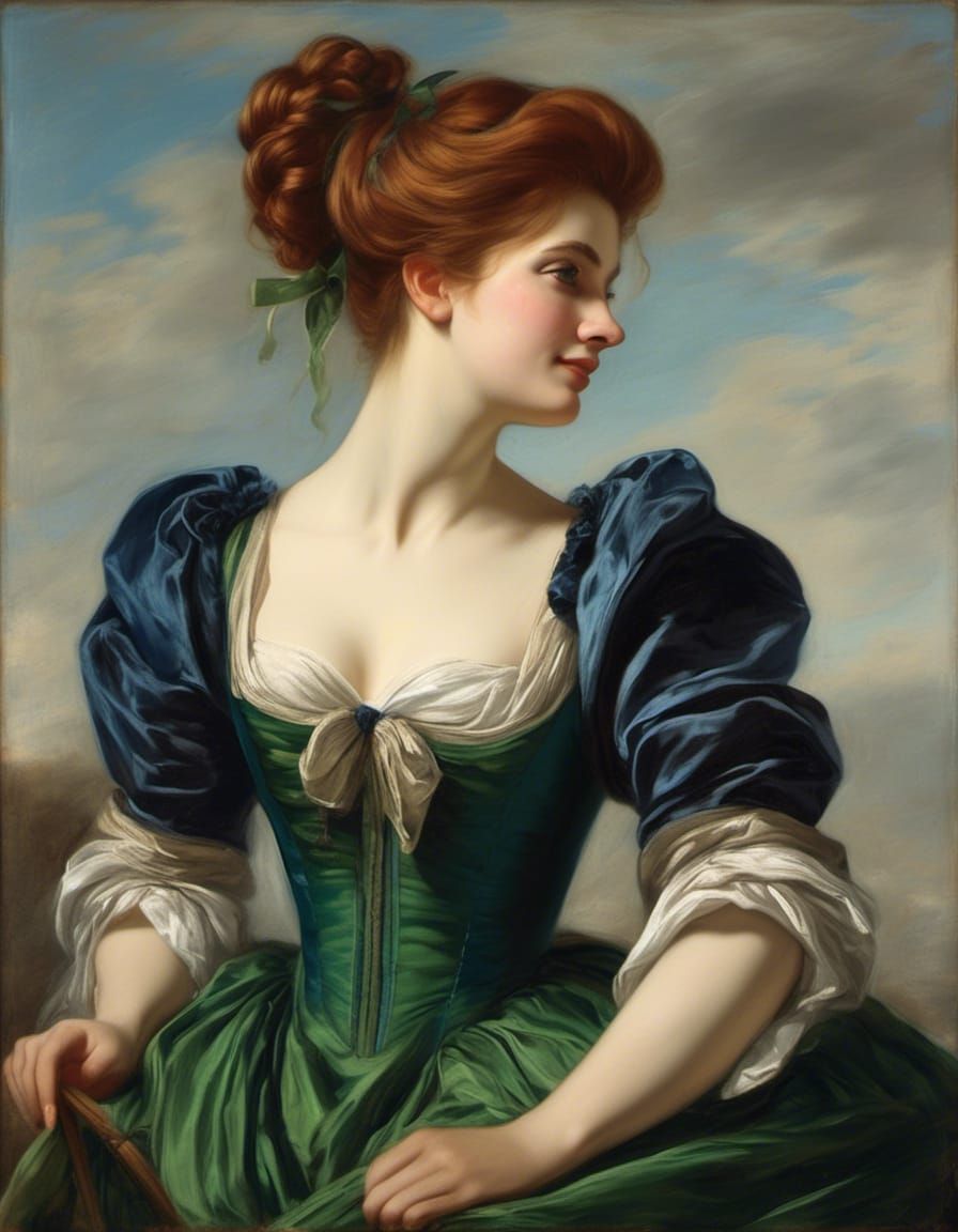 Regency Woman Portrait in Venetian Renaissance Style