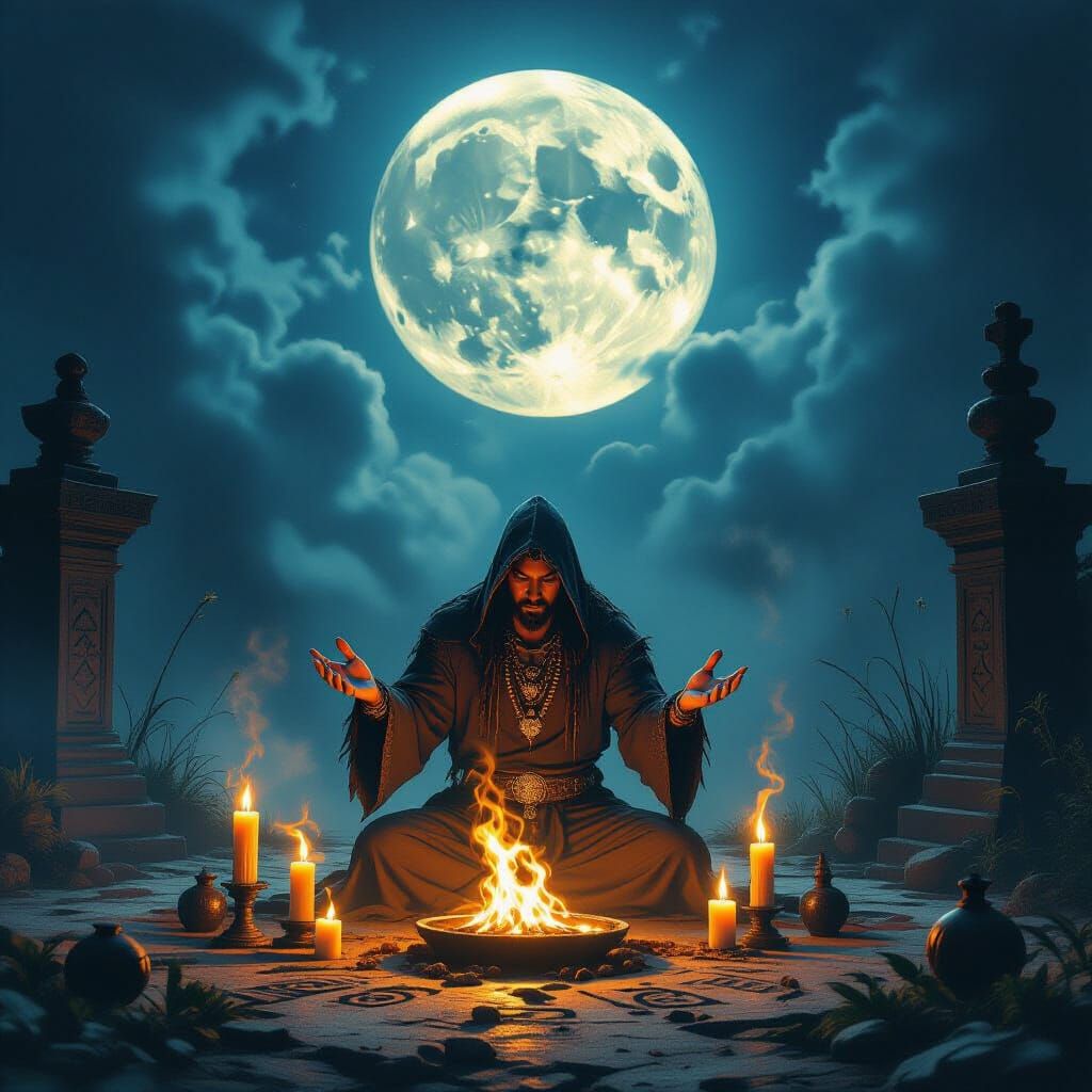 Enchanted Voodoo Ritual Under Full Moon