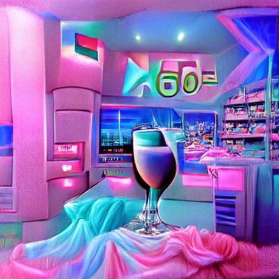 Neon Vaporwave Club Scene in 1980s Fashion