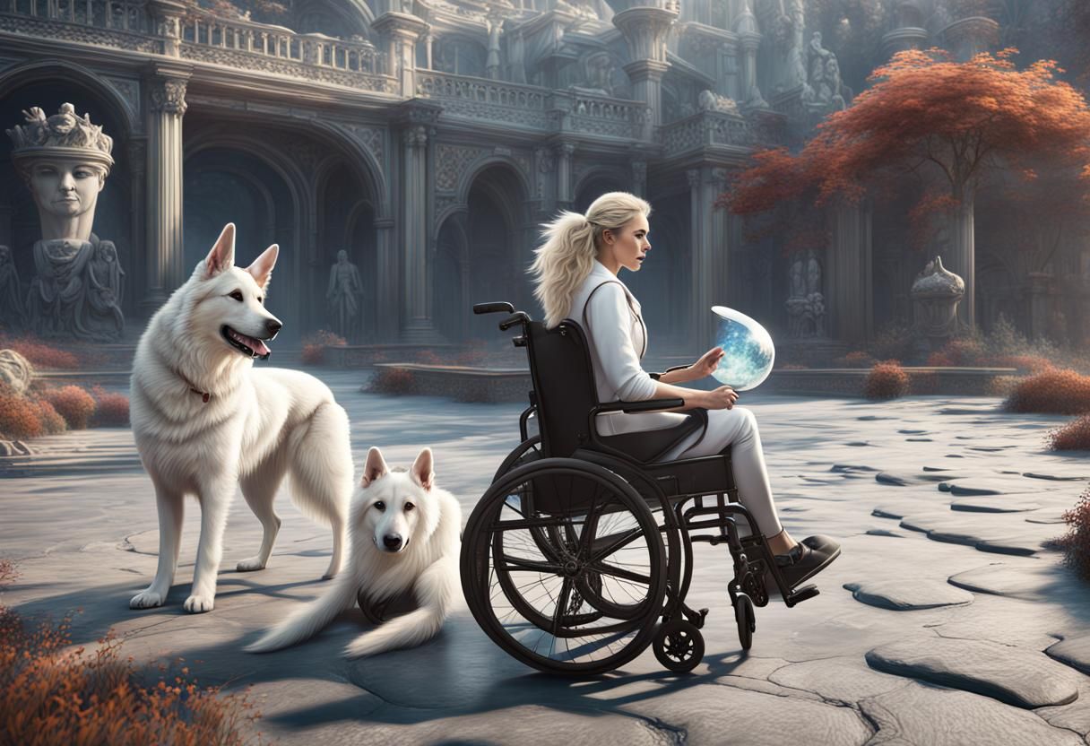 Blonde Woman and Shepherd Explore the World