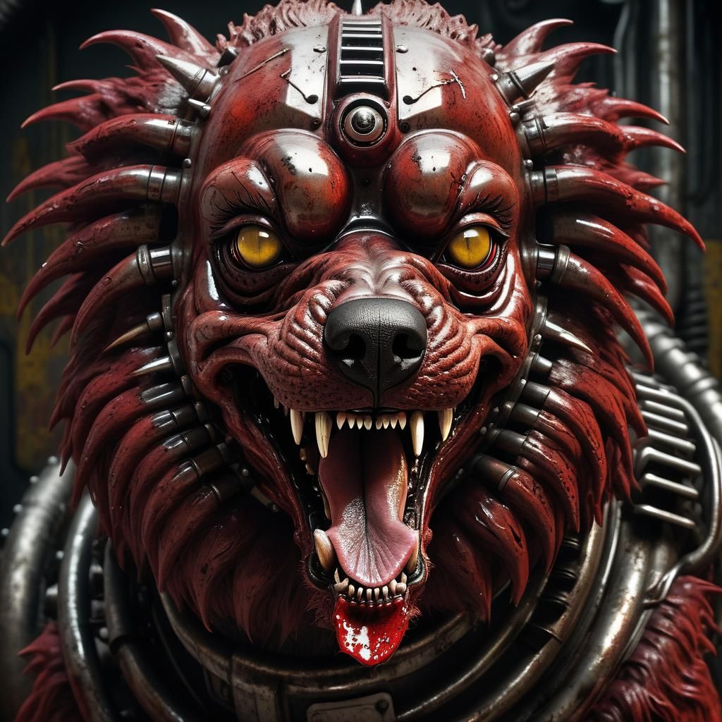 Dieselpunk Horror: Monstrous Biomechanical Poodle Beast