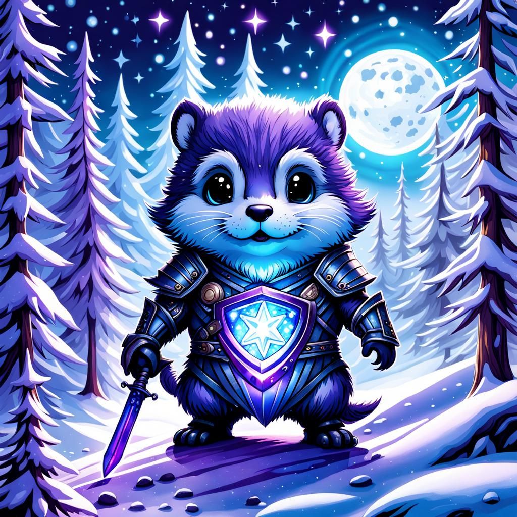 Chibi Otter Knight in Winter Wonderland