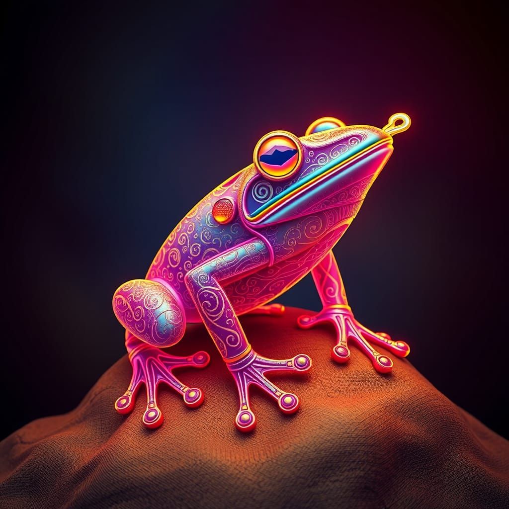 Detailed 3D Line Art of a Frog Fishing Lure