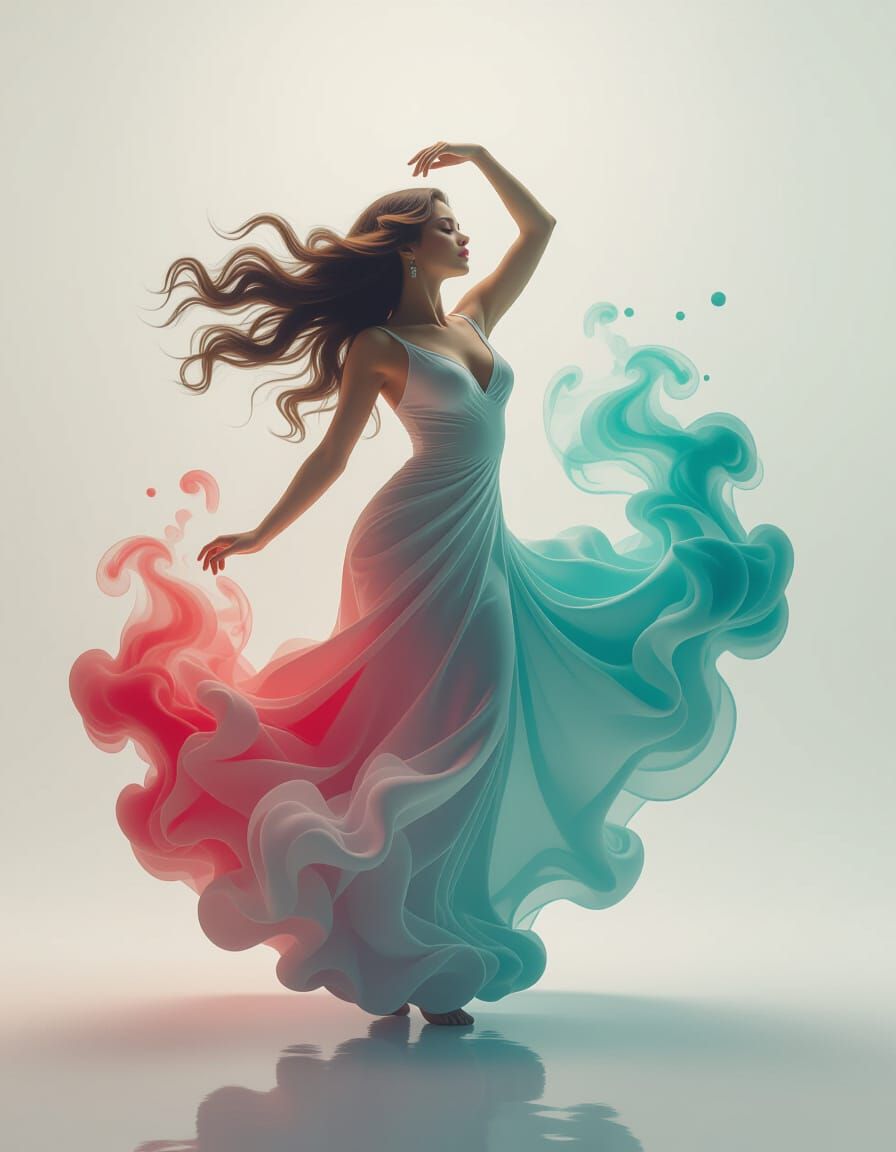 Smoke Woman Digital Art in Dynamic Pose