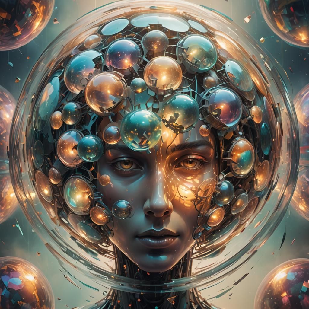 Surreal Digital Art: Transparent Sphere of Faces