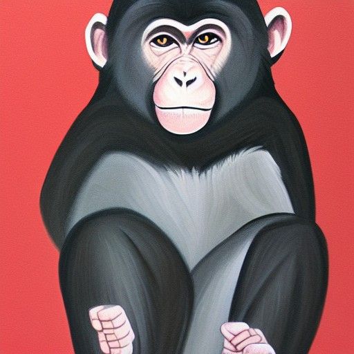 Detailed Gouache Painting of a Playful Monkey