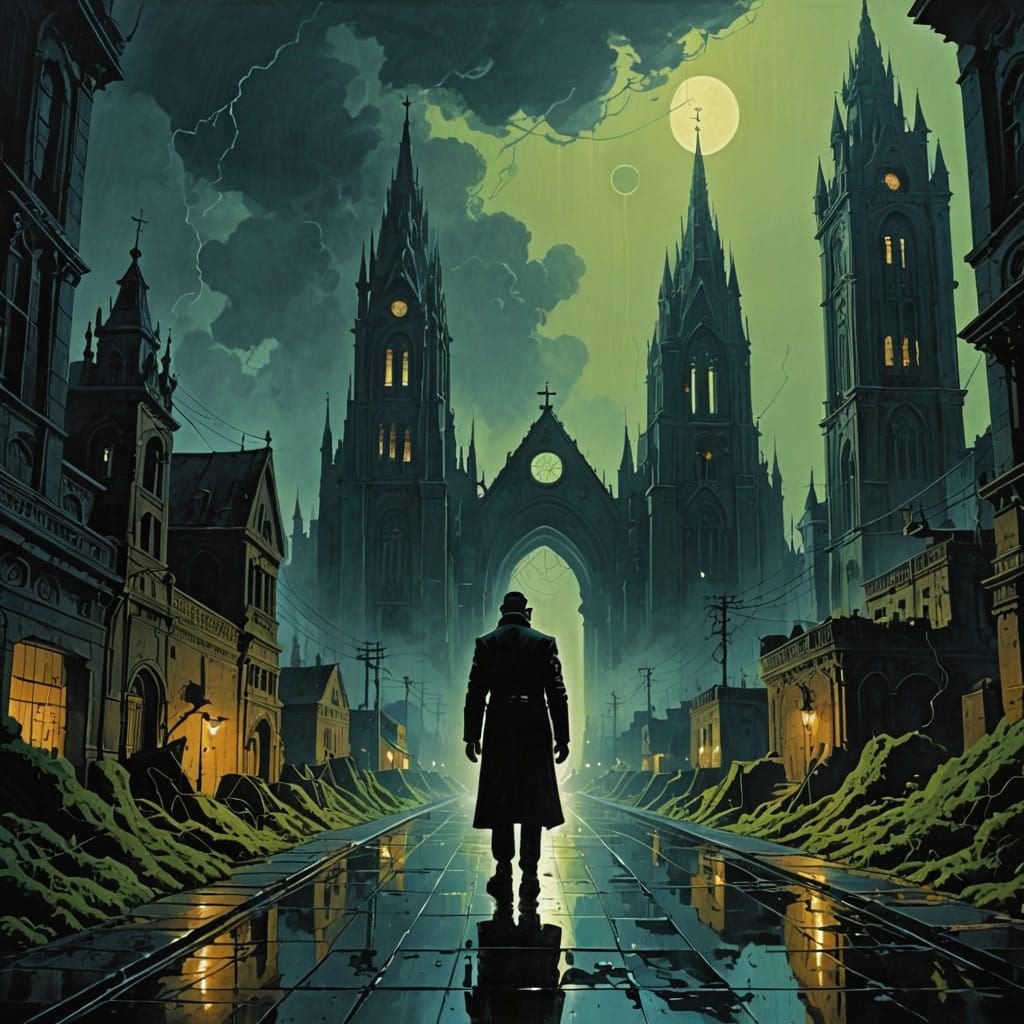 Dystopian Cityscape Descends into Ominous Darkness