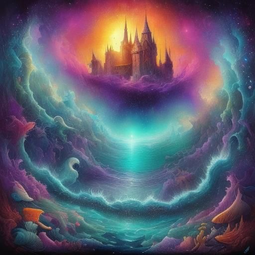 Surreal Ocean Scene in Fantasy Art Style