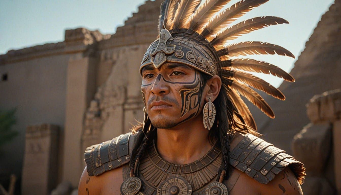 Aztec Eagle Warrior in Profound Reflection