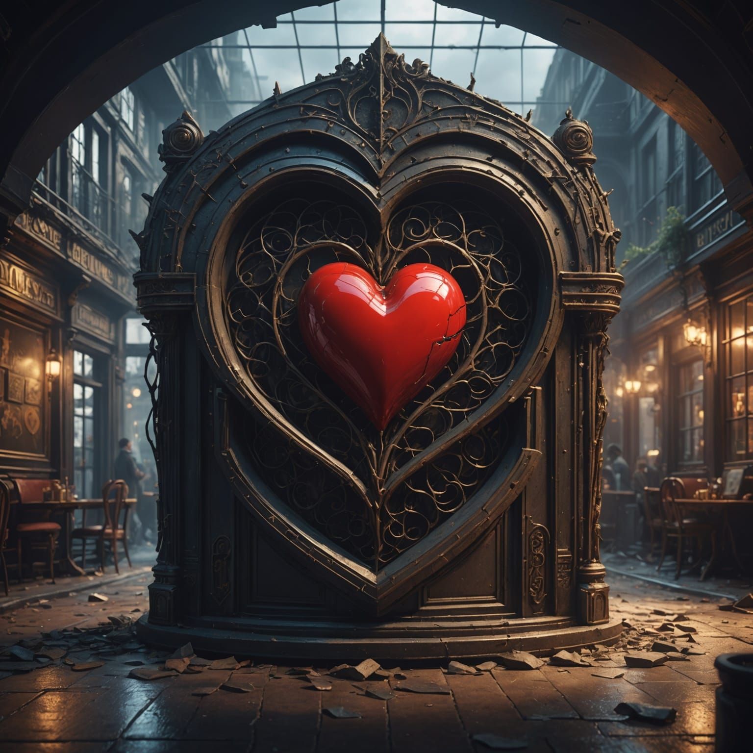 Heart of Love Trapped in Vault: Digital Painting