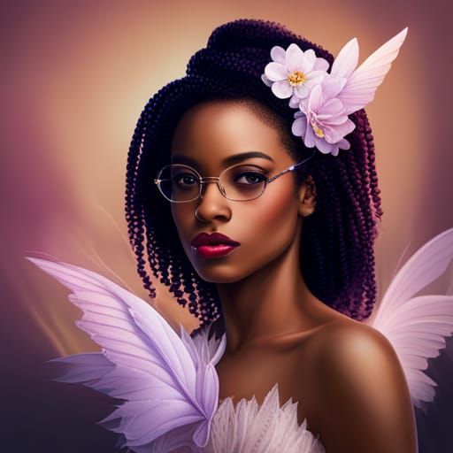 Magical African American Fairy Princess with Glasses