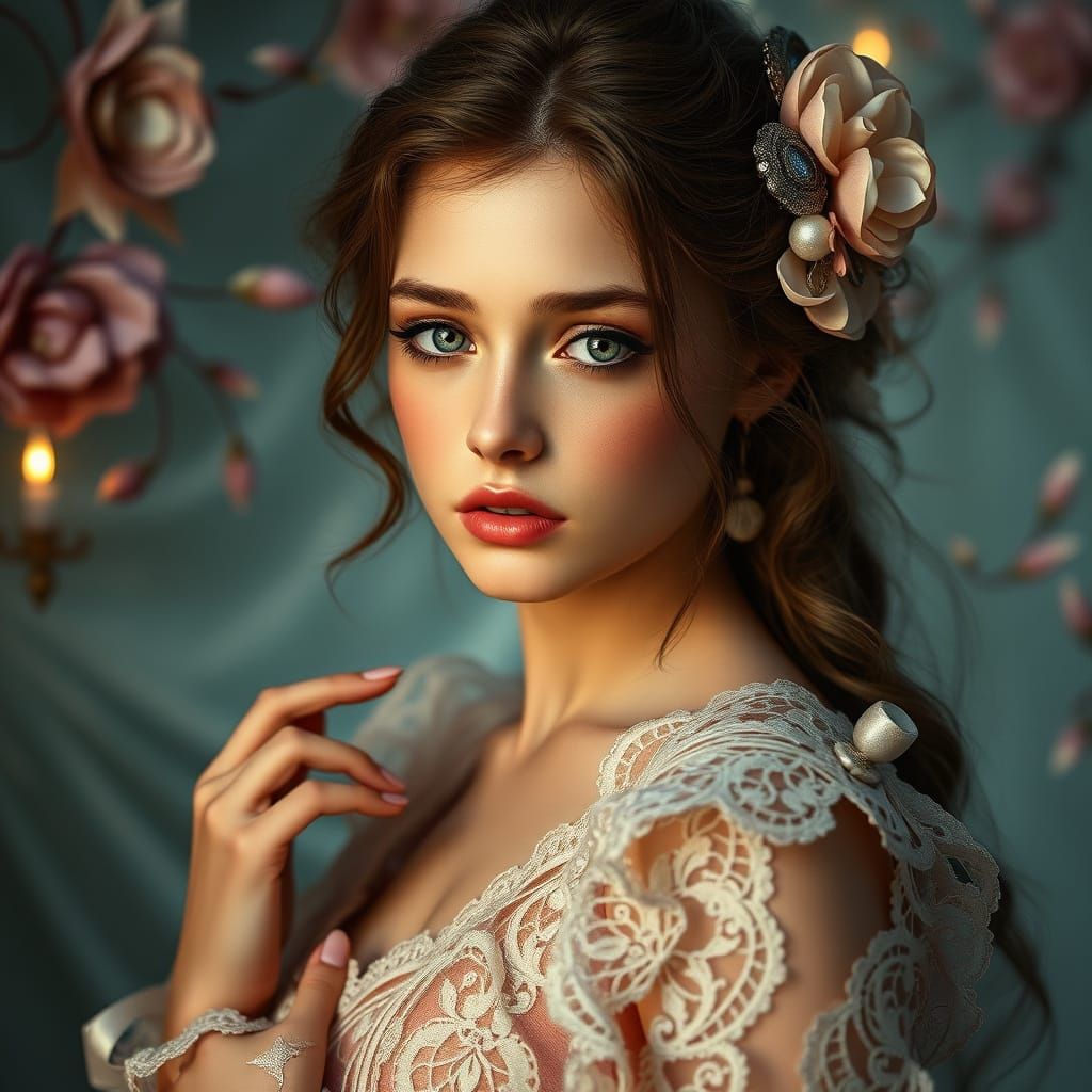 Ethereal Dreamworld Romance in Intricate Lace and Satin