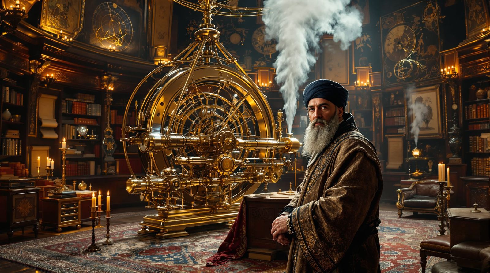 Ottoman Inventor Taqi al-Din with Steam Turbine