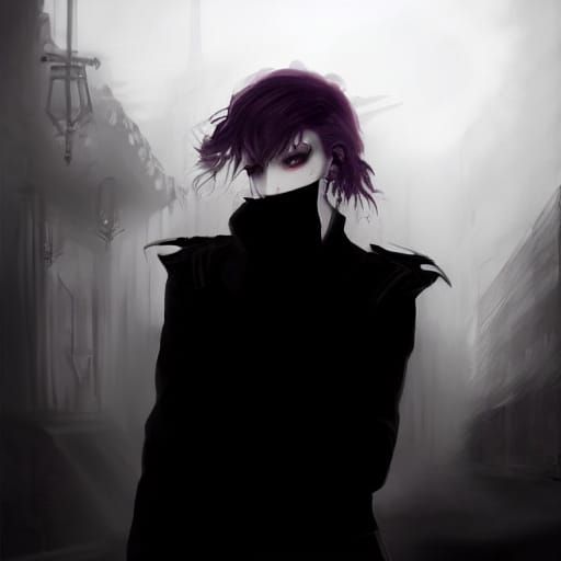 Goth Model in Moody Coffee Shop Digital Painting