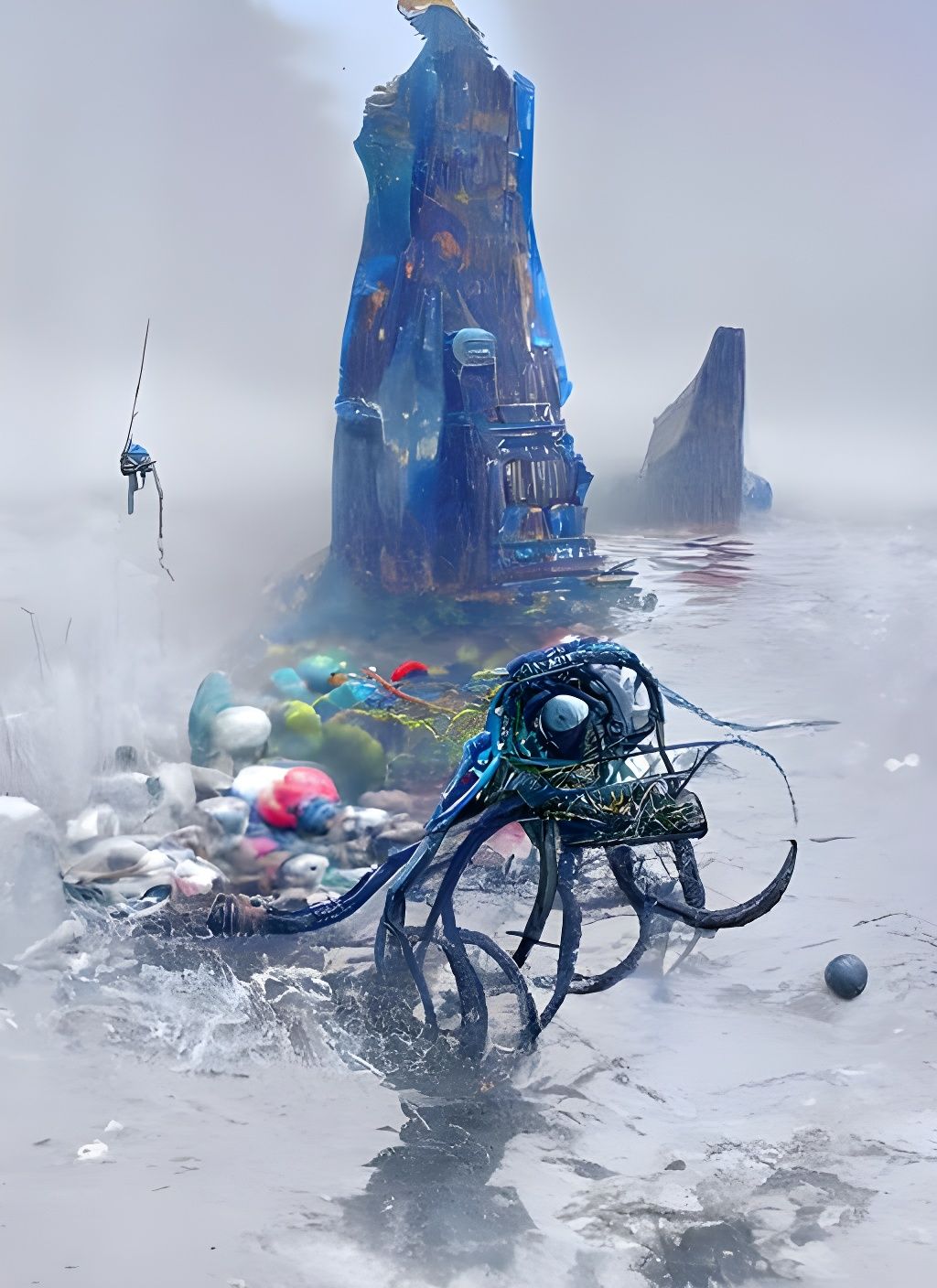 Mysterious Ruins Trapped in Net: Digital Matte Painting