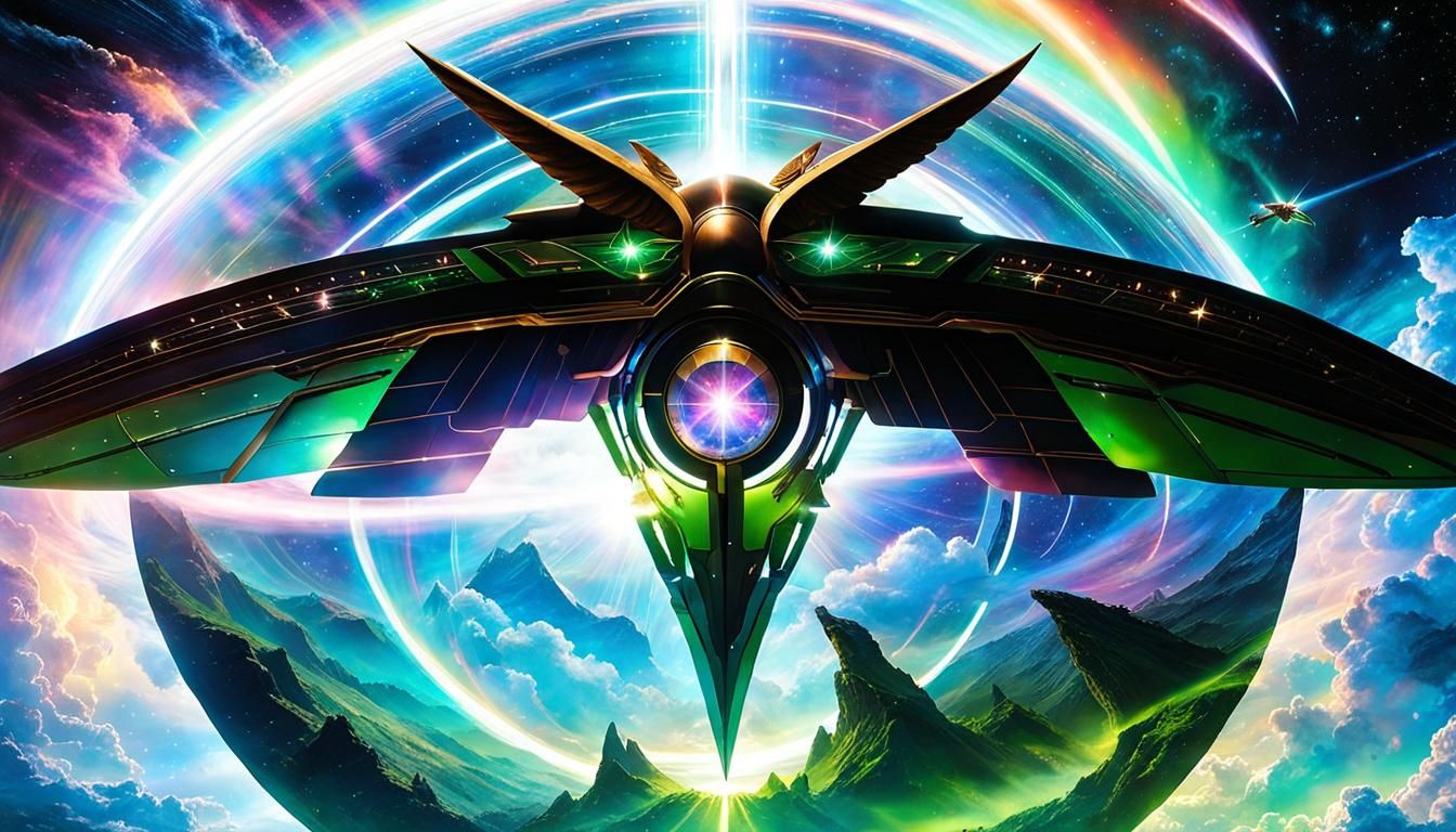 Klingon Bird of Prey Through Wormhole Portal