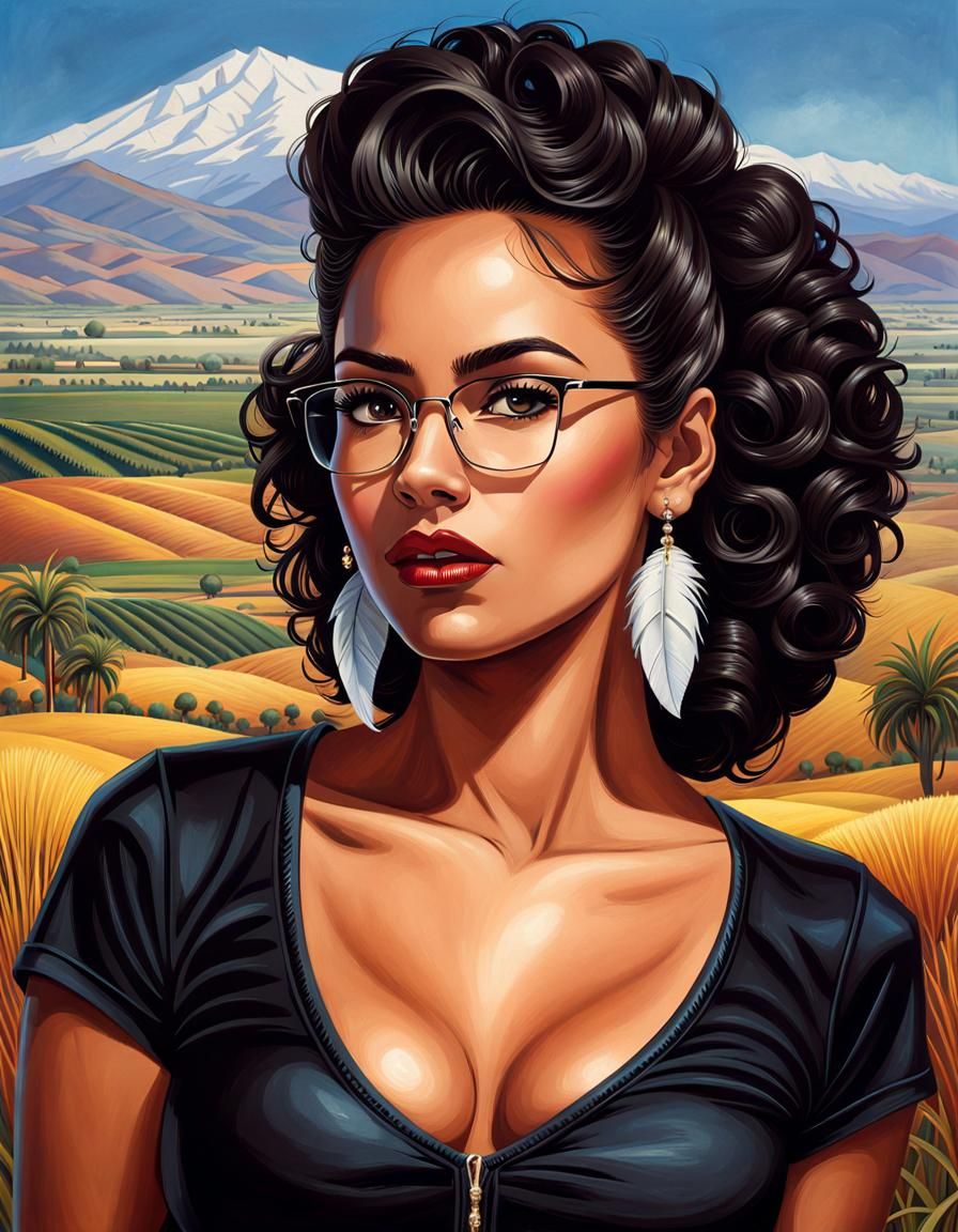 Attractive Mexican Woman with Feather Earrings