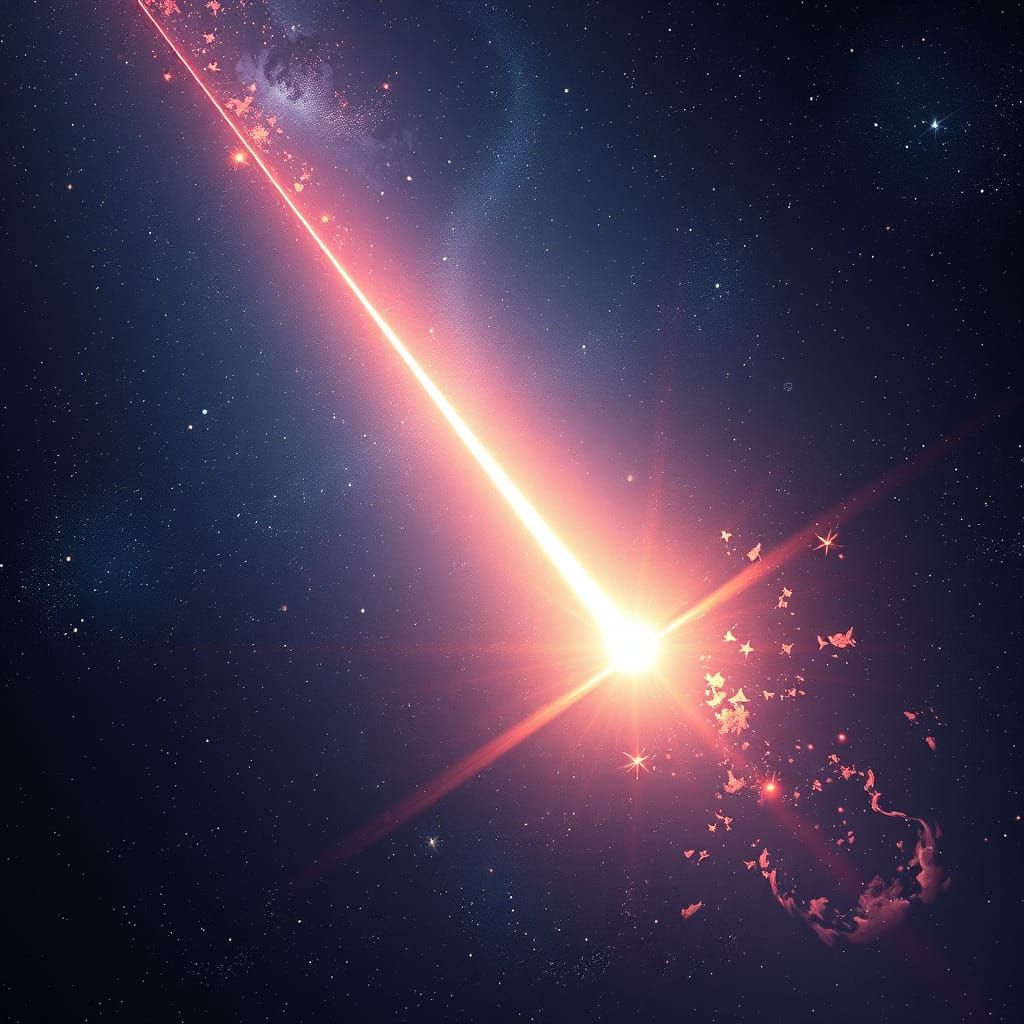 Celestial Comet Arcs Across Starry Expanse in Vibrant, Hyper...
