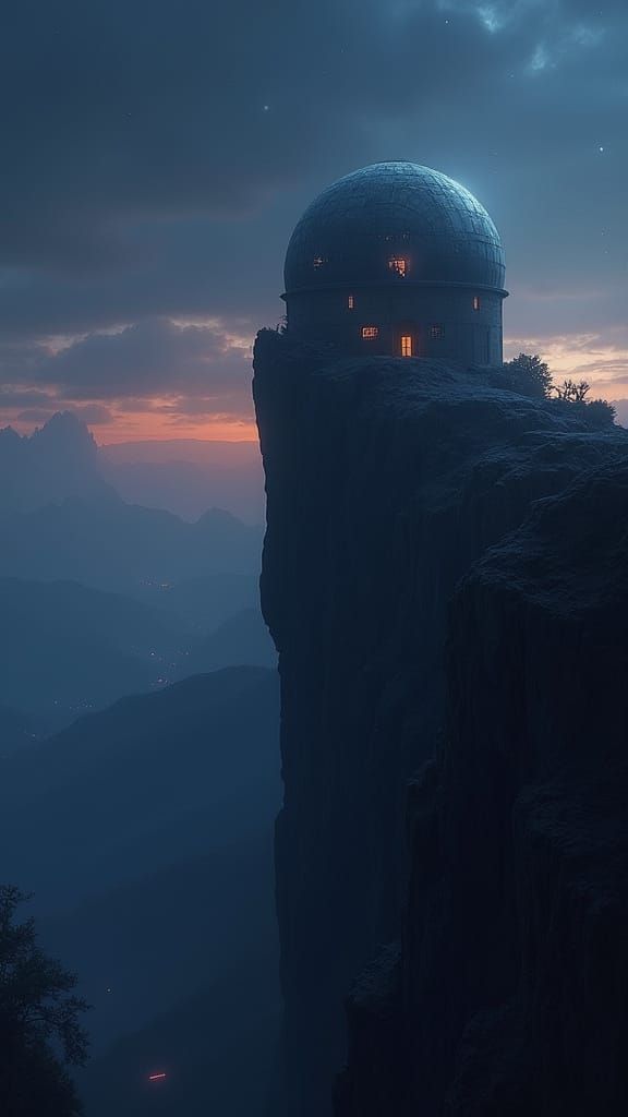 Ancient Observatory on Mountain Peak at Twilight