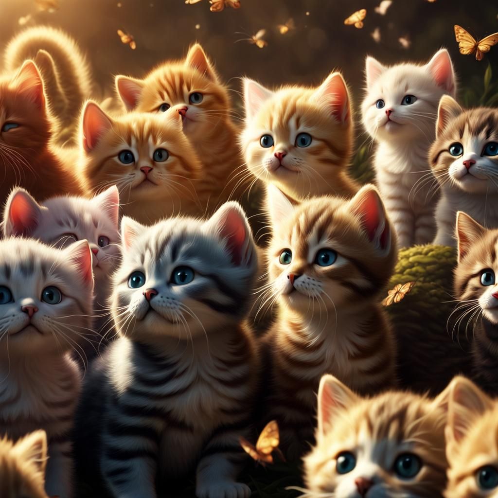 Fantasy Kittens Swarm in Hyperdetailed 8K Resolution