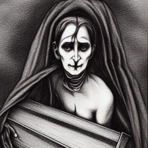Nosferatu-Inspired Victorian Woman Emerges from Coffin