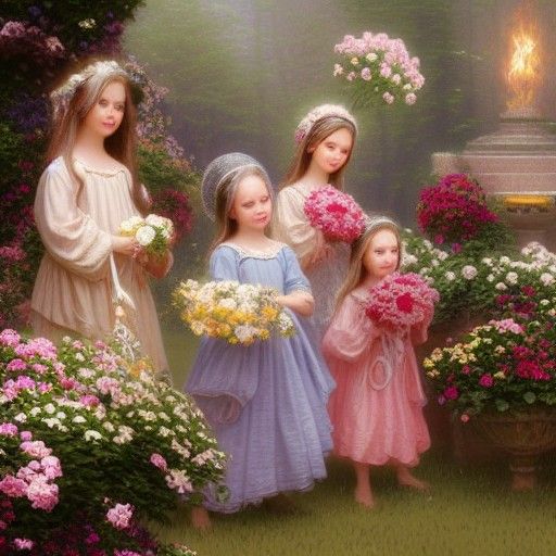 Angelic Waifs Around Gilded Altar