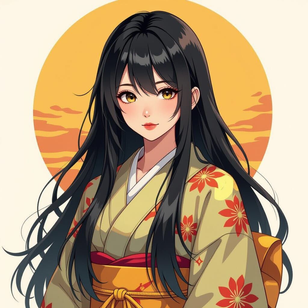 Young Japanese Girl in Traditional Outfit