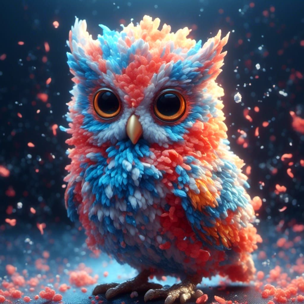 Cute Cloud Owl Chick in Anime Style