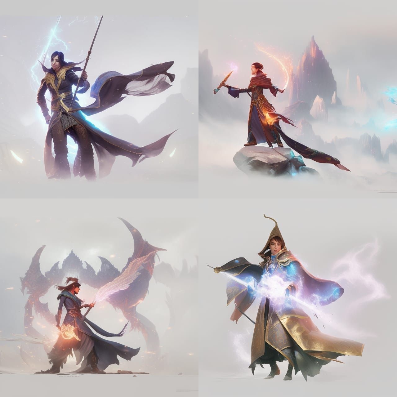 Fantasy Elementalist Wizard Concept Art in Orange and Teal