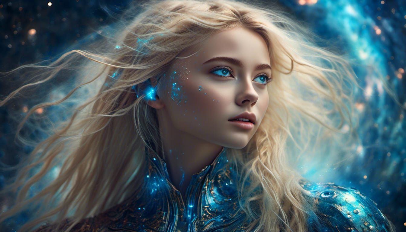 Futuristic Cosmic Artist Girl in a Scape