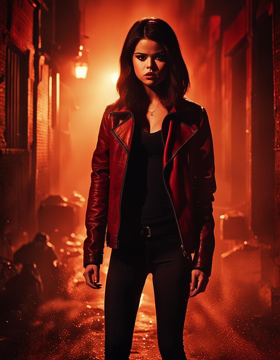 Satana Hellstrom in Dark Alleyway, Cinematic Film Still