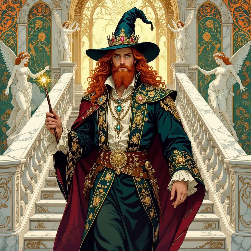 Red-Bearded Prince in Baroque Art Nouveau Style