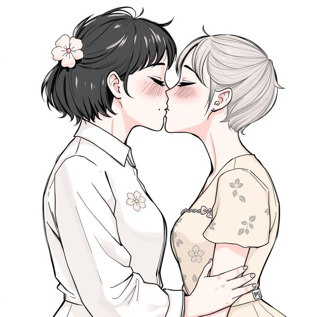 Romantic Moment Between Synthetic Beings