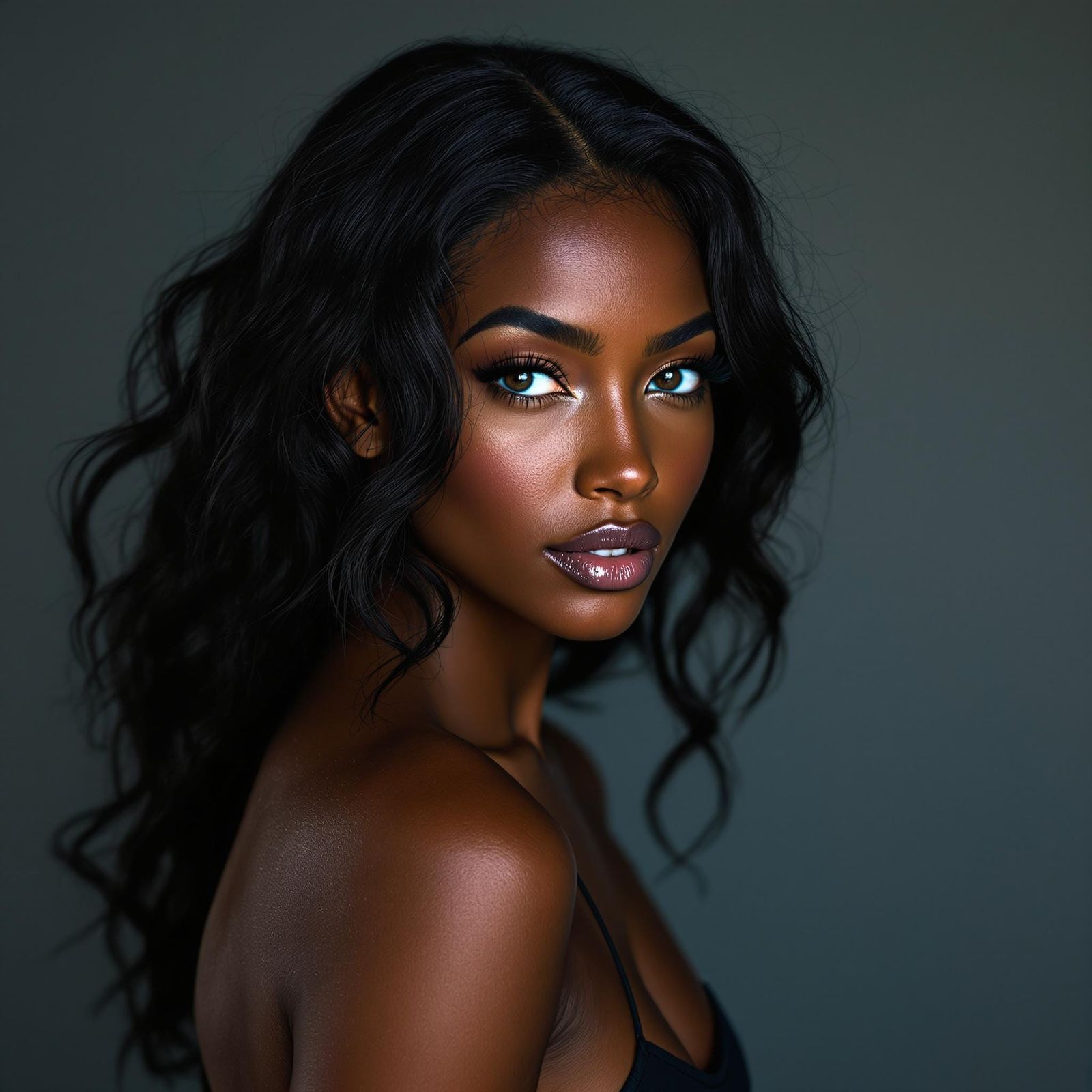 Portrait of a Stunning Woman with Blue Eyes