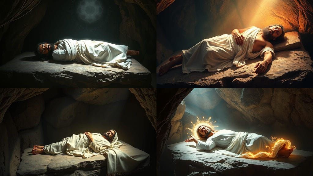 Resurrected Savior in an Epic Cave Scene