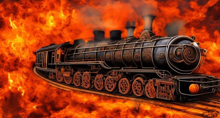 Psychedelic Steam Train on Spiraling Track