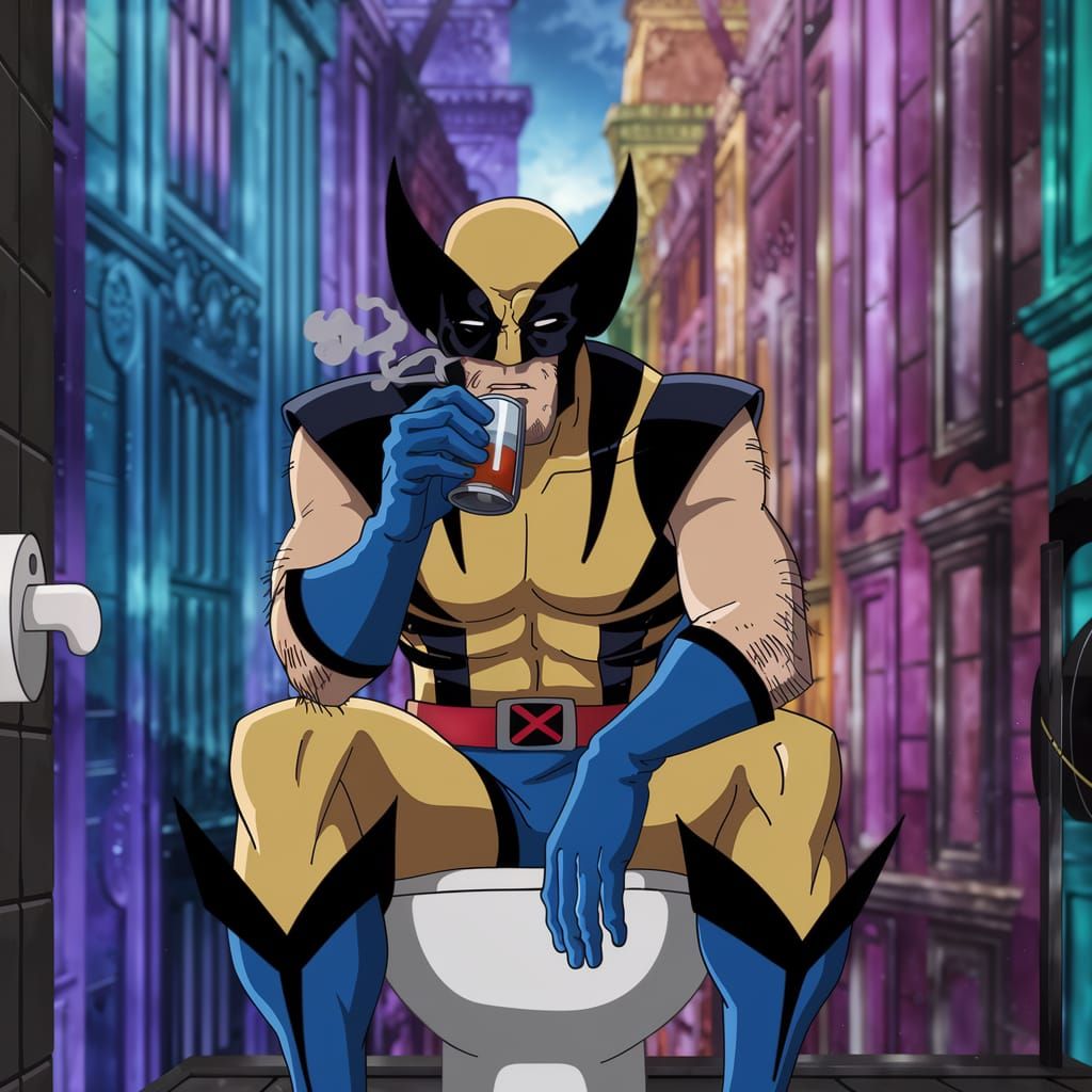 Wolverine's Day Off: An Anime-Style Fantasy Scene
